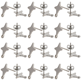 60шт. в форме звезды 201 фурнитура для сережек-гвоздиков из нержавеющей стали, с 304 штифтами из нержавеющей стали и горизонтальными петлями, 80 шт. 304 гайки ушные из нержавеющей стали