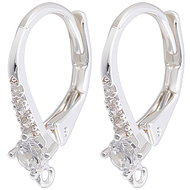 10шт. латунная фурнитура для сережек с кубическим цирконием, с петлей