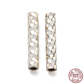 925 Sterling Silver Tube Beads, Diamond Cut, Column