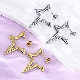 304 из нержавеющей стали звезды серьги стержня, вакуумное покрытие pvd