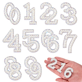 10шт. нашивки из нетканого материала с компьютерной вышивкой стразами и пришиваемые/приклеиваемые утюгом, аксессуары для костюма, число 0~9, cmолой