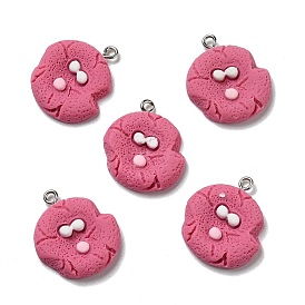 Opaque Resin Pendants, with Platinum Tone Iron Loops, Imitation Food, Biscuits
