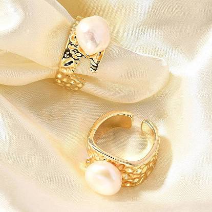 Натуральные перламутровые кольца, латунные кольца-манжеты для женщин