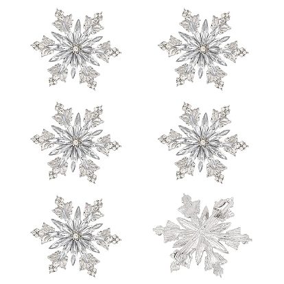 Christmas Alloy Rhinestone Lapel Pins, Snowflake, with Acrylic