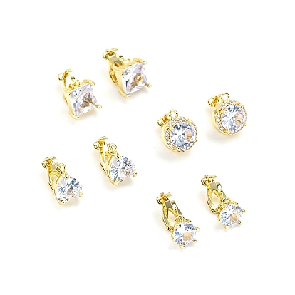 Фурнитура для сережек-клипс из латуни для женщин, с кристально горный хрусталь, настоящее 14k золотое и долговечное покрытие
