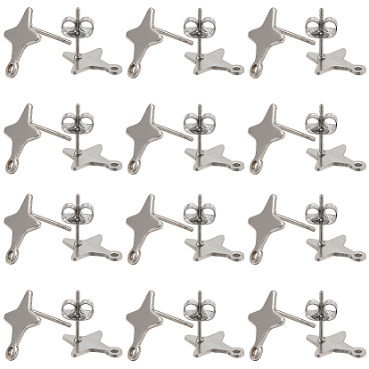 60шт. в форме звезды 201 фурнитура для сережек-гвоздиков из нержавеющей стали, с 304 штифтами из нержавеющей стали и горизонтальными петлями, 80 шт. 304 гайки ушные из нержавеющей стали