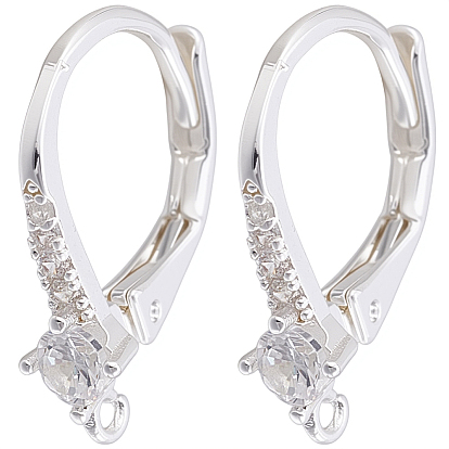 10шт. латунная фурнитура для сережек с кубическим цирконием, с петлей