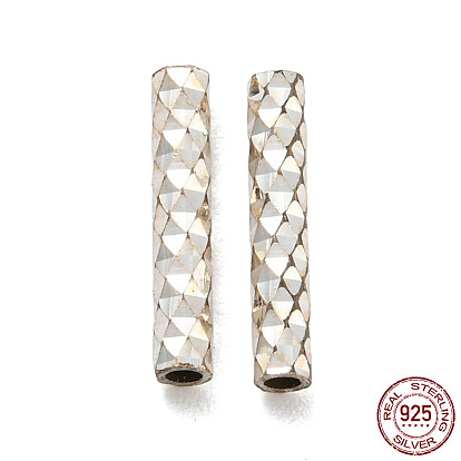 925 Sterling Silver Tube Beads, Diamond Cut, Column