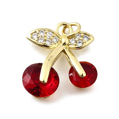 Латунные микро проложить кубического циркония подвески, без кадмия и без свинца, со стеклом, черри прелести, с целью перехода в кольце