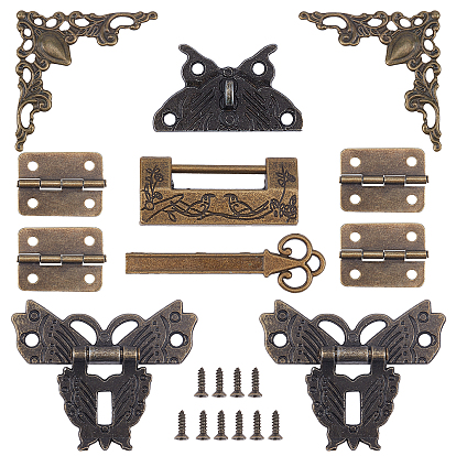Holzkisten-Zubehör-Sets, einschließlich Alu-Verriegelungen Haspelverschluss & Zahlenschlösser und Eisenschrank Schubladen Scharniere Verbinder & filigrane Verbindungsglieder