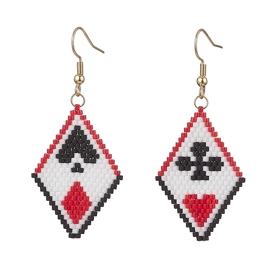 Серьги-подвески из ромбовидного бисера ручной работы