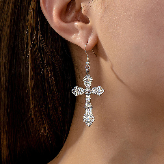 Сплав мотаться серьги, крестик