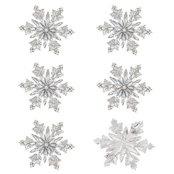 Épingles à revers de Noël en alliage et strass, flocon de neige, avec de l'acrylique
