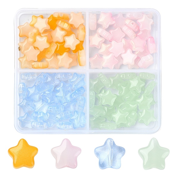 100 шт 4 цвета имитация нефрита стеклянные бусины, два тона, звезда