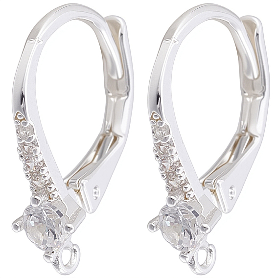 10шт. латунная фурнитура для сережек с кубическим цирконием, с петлей