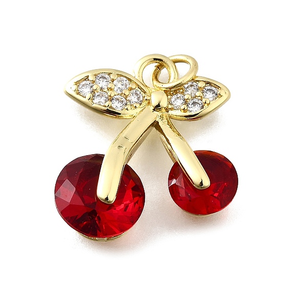 Латунные микро проложить кубического циркония подвески, без кадмия и без свинца, со стеклом, черри прелести, с целью перехода в кольце