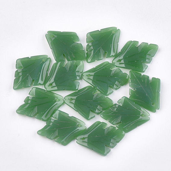 Spray Painted Glass Pendants, Leaf