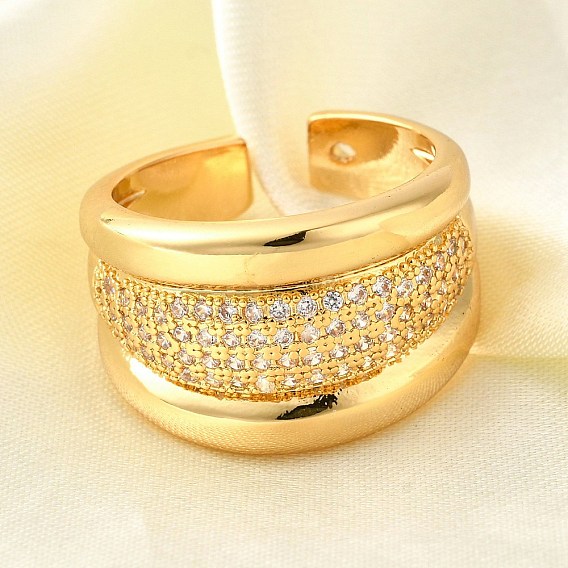 Латунные микропаве кубические цирконии регулируемые открытые манжеты кольца для женщин