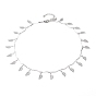 304 Stainless Steel Leaf Pendant Necklaces, with Scalloped Bar Link Chains