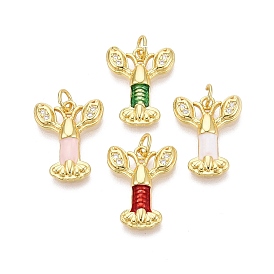 Латунные микропаве прозрачные подвески с фианитом, креветки прелести, с эмалью, золотые