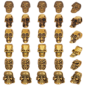 30 шт 6 стили европейские бусины из сплава в тибетском стиле, бусины с большим отверстием, череп