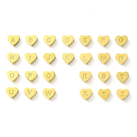 Ion Plating(IP) 316L Surgical Stainless Steel Beads, Love Heart with Letter Bead