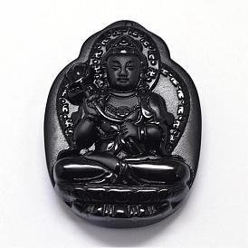 Natural Obsidian Carven Pendants, Guardian