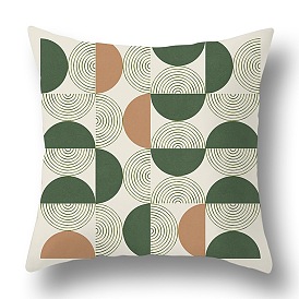 Green Series Nordic Style Geometry Abstract Polyester Throw Pillow Covers, Cushion Cover, for Couch Sofa Bed, Square