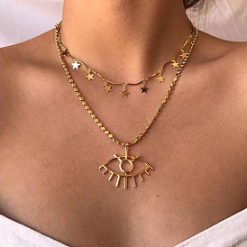 Vintage Multi-layer Eye of the Devil Necklace with Star Collarbone Chain