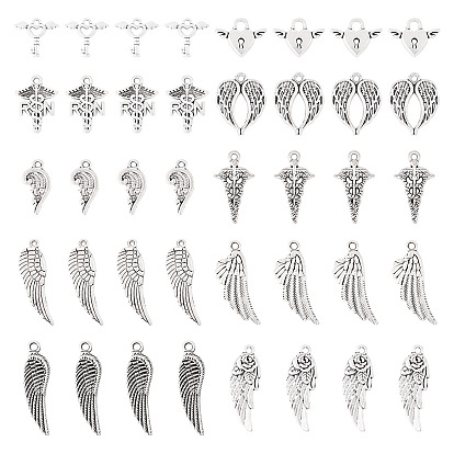 100 шт 10 стили подвески из сплава в тибетском стиле, крылатые прелести