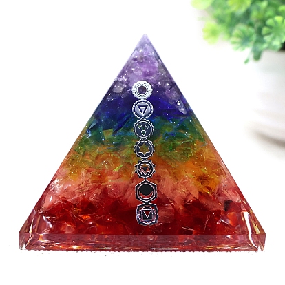 Генераторы энергии смолы оргонитовой пирамиды, Рейки чакра натуральный смешанный драгоценный камень внутри для украшения домашнего офиса стола