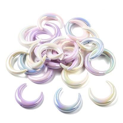 Непрозрачные акриловые бусины с УФ-покрытием, радужный, луна