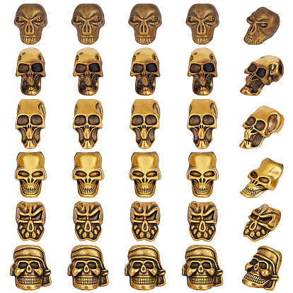 30 шт 6 стили европейские бусины из сплава в тибетском стиле, бусины с большим отверстием, череп