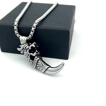 Винтажные кулоны в форме волчьих зубов из нержавеющей стали для мужчин., не тускнеет