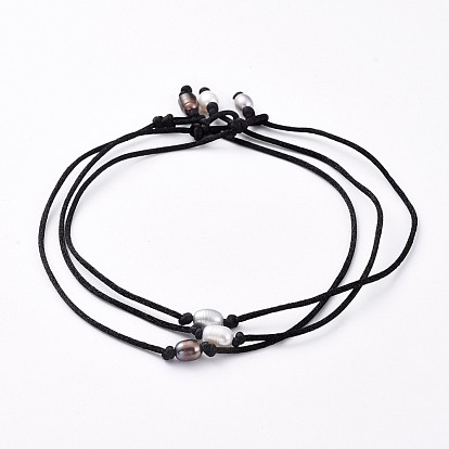 Колье ожерелья, с натуральным культивированным пресноводным жемчугом и нейлоновой нитью