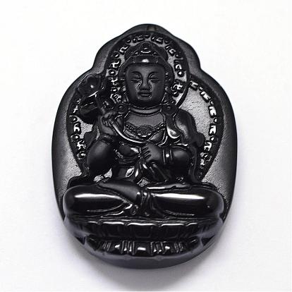 Natural Obsidian Carven Pendants, Guardian