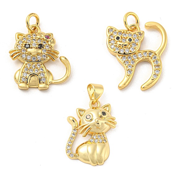 Латунные микро проложить кубического циркония подвески, без кадмия и без свинца, форма кошки