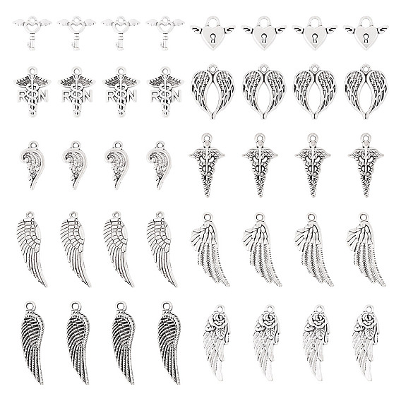 100 шт 10 стили подвески из сплава в тибетском стиле, крылатые прелести