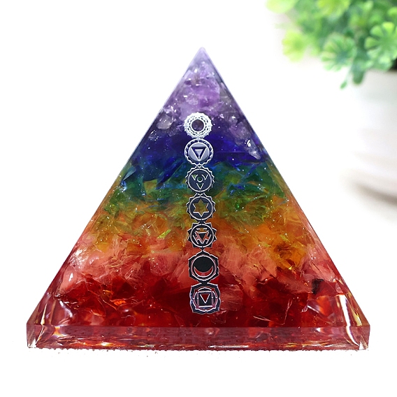 Генераторы энергии смолы оргонитовой пирамиды, Рейки чакра натуральный смешанный драгоценный камень внутри для украшения домашнего офиса стола