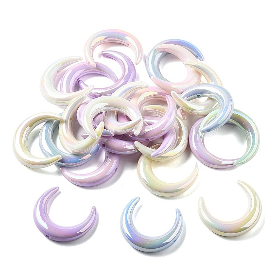 Непрозрачные акриловые бусины с УФ-покрытием, радужный, луна