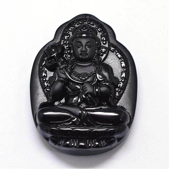 Natural Obsidian Carven Pendants, Guardian