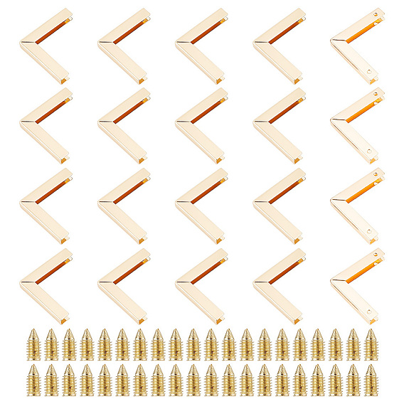 20наборы из цинкового сплава, декоративная фурнитура для кошелька с пряжкой, защита углов сумки, с железными винтами, l-образный