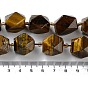 Natural Tiger Eye Beads Strands, with Seed Beads, Faceted, Rhombus