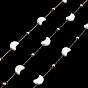 Star/Cross/Moon Natural Shell Link Chains, with 304 Stainless Steel Satellite Chains, Soldered, with Spool