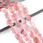 Вишневого кварца стеклянные бусы пряди, прямоугольные, граненые, с бисером