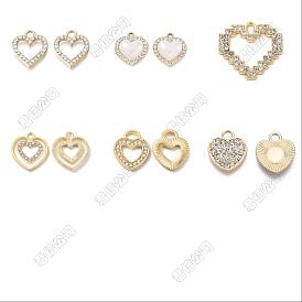 24 piezas 6 estilos encantos de aleación, con diamante de imitación, sin plomo y cadmio, corazón