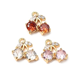 Латунные микро проложить кубического циркония подвески, без кадмия, без никеля и без свинца, черри прелести, реальный 18 k позолоченный