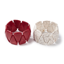 Эластичные браслеты из окрашенной синтетической бирюзы с треугольными бусинами, плитка браслет