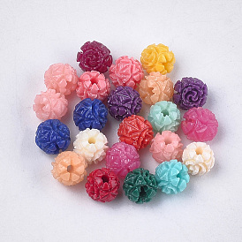 Synthetic Coral Beads, Dyed, Floral