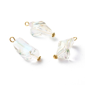 Transparent Acrylic Beads Pendant, with Iron Finding, Nuggets